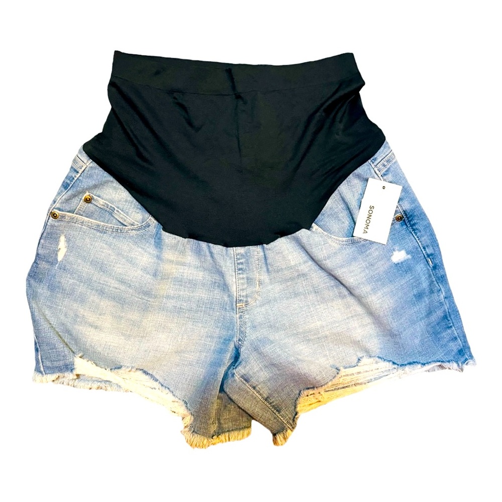 Sonoma Distressed Light Denim Full Coverage Belly Panel Short Size 16 NWT